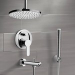 Remer TSH38 Chrome Tub and Shower Faucet Set with Rain Ceiling Shower Head and Hand Shower